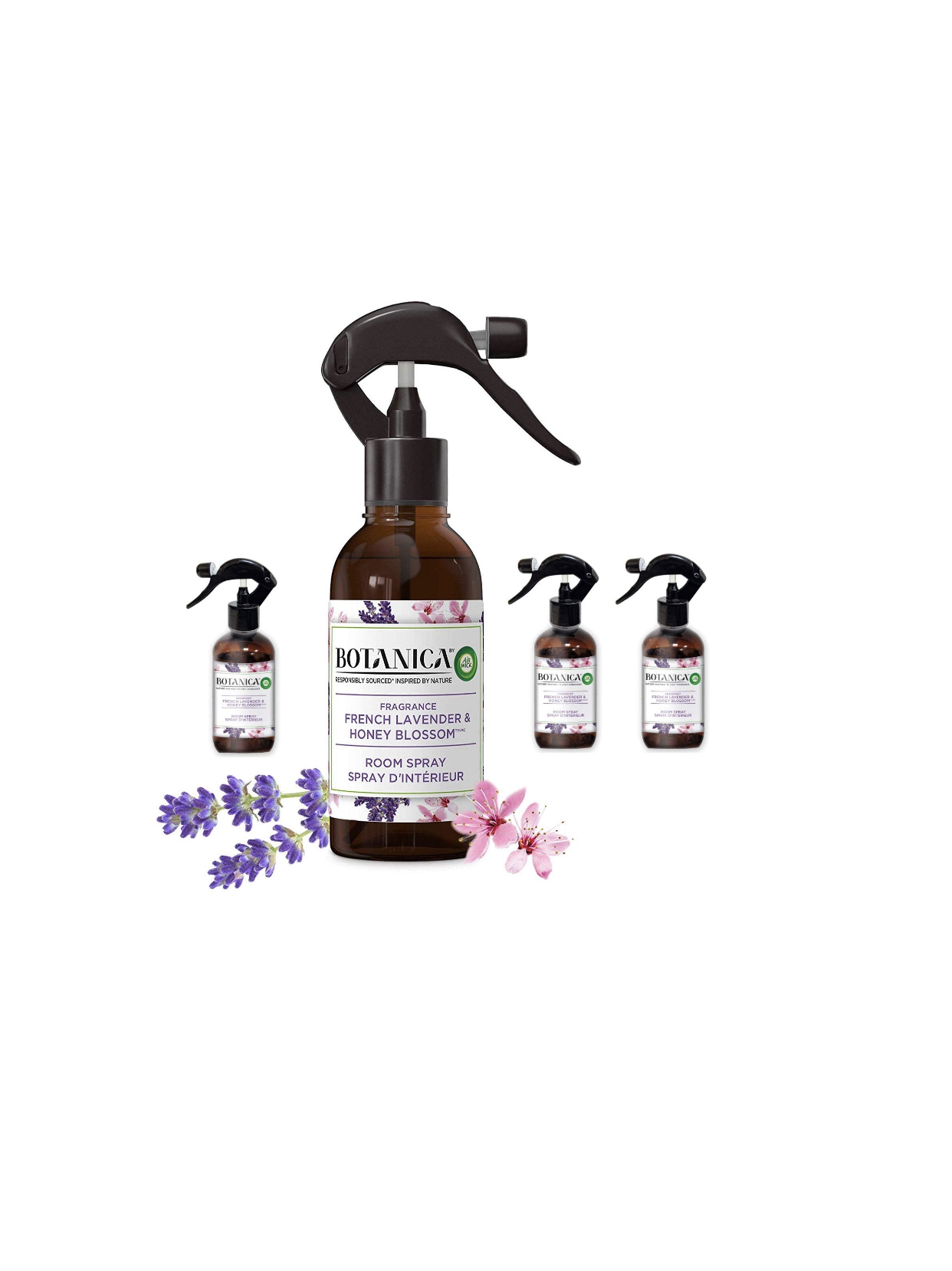 Botanica by Air Wick Air Freshener Room Spray, French Lavender and Honey Blossom, 350 Sprays per Bottle, Pack of 4, Essential Oils