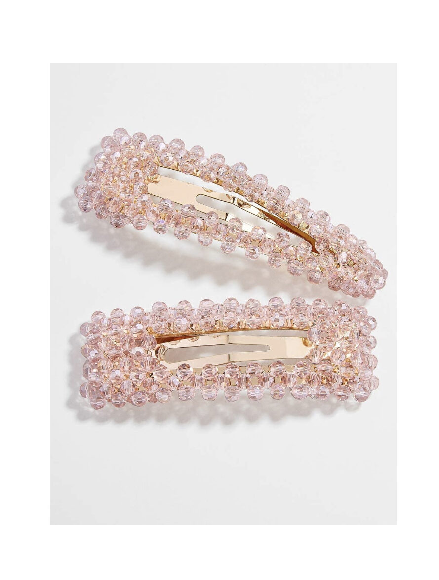 Pink Crystal Facet Pearl Hair Clip for Women