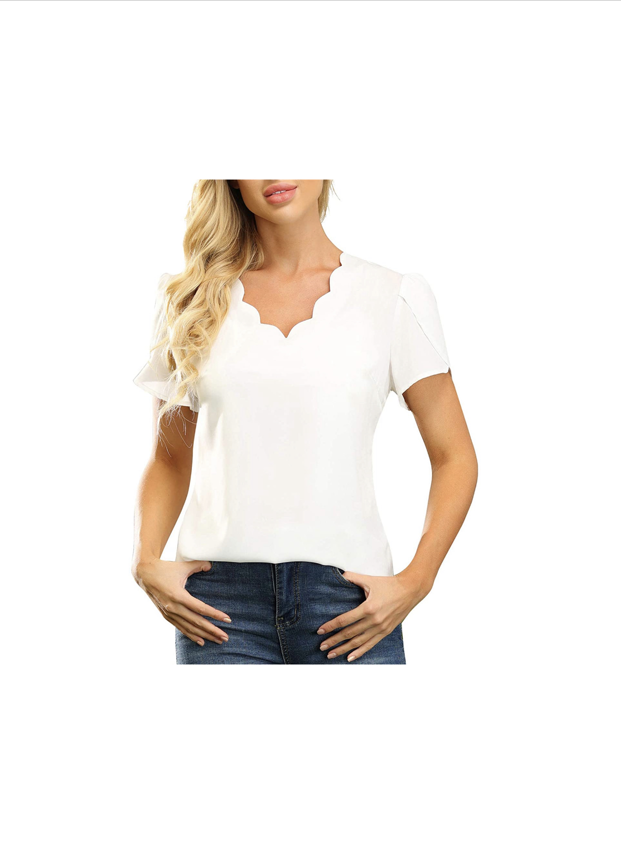 JASAMBAC Women's V Neck Blouse Top