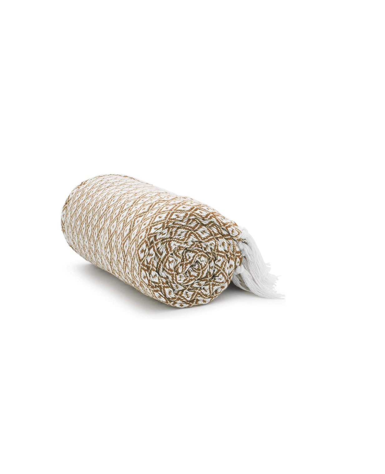 Americanflat 50" x 60" Omala Throw Blanket in Mustard and White Mini Diamond - 100% Cotton with Fringe