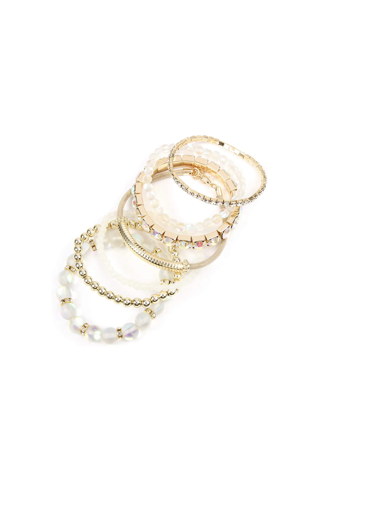 RIAH FASHION Multi Color Stretch Beaded Stackable Bracelets - Layering Bead Strand Statement Bangles