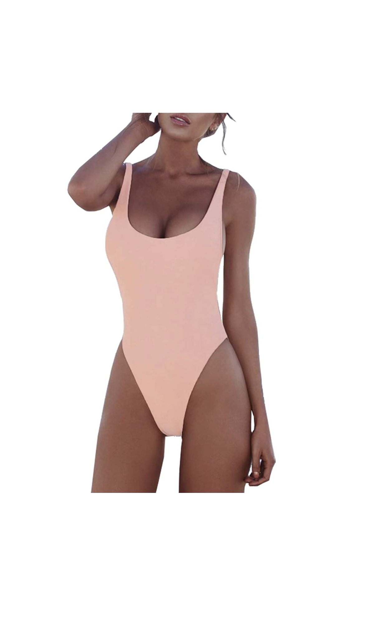 PRETTYGARDEN Women’s Simple Low Cut Sides Wide Straps High Legs One-Piece Swimsuit