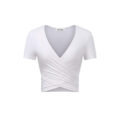 Slim Fit Cross Wrap Shirts Crop Tops