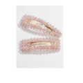 Pink Crystal Facet Pearl Hair Clip for Women